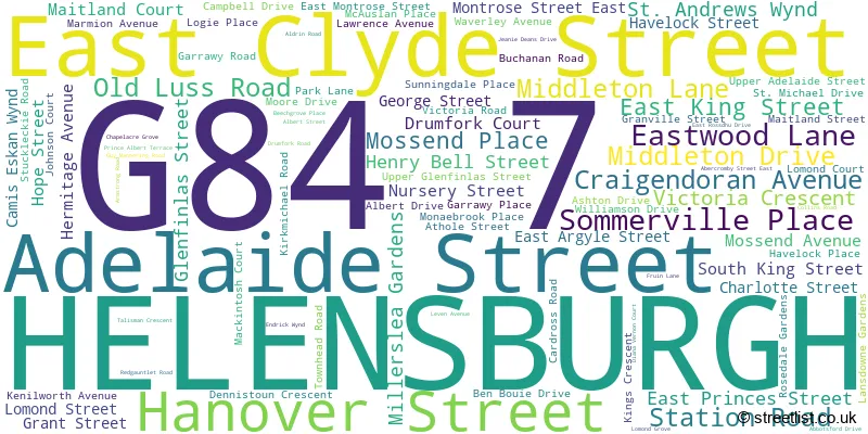 A word cloud for the G84 7 postcode